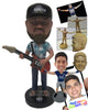 Custom Bobblehead Man Wearing Shirt Ready With His Guitar - Musicians & Arts Strings Instruments Personalized Bobblehead & Cake Topper