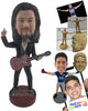 Custom Bobblehead Rockstar Guy Ready To Rock With His Guitar - Musicians & Arts Strings Instruments Personalized Bobblehead & Cake Topper
