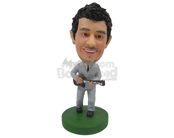 Custom Bobblehead Male Guitarist In Stylish Formal Outfit - Musicians & Arts Strings Instruments Personalized Bobblehead & Cake Topper