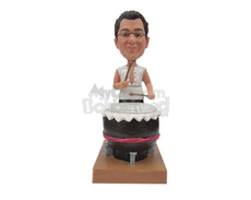 Custom Bobblehead Drummer Beating It In Casual Attire - Musicians & Arts Strings Instruments Personalized Bobblehead & Cake Topper