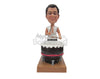 Custom Bobblehead Drummer Beating It In Casual Attire - Musicians & Arts Strings Instruments Personalized Bobblehead & Cake Topper