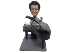 Custom Bobblehead Female Pianist Artist Playing Some Tunes In Her Piano - Musicians & Arts Percussion Instruments Personalized Bobblehead & Cake Topper