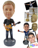 Custom Bobblehead Man Holding A Guitar - Musicians & Arts Strings Instruments Personalized Bobblehead & Cake Topper