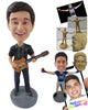 Custom Bobblehead Smart Man Holding A Guitar - Musicians & Arts Strings Instruments Personalized Bobblehead & Cake Topper