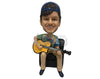 Custom Bobblehead Man Sitting While Playing Guitar - Musicians & Arts Strings Instruments Personalized Bobblehead & Cake Topper