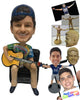 Custom Bobblehead Man Sitting While Playing Guitar - Musicians & Arts Strings Instruments Personalized Bobblehead & Cake Topper