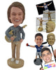 Custom Bobblehead Woman Holding A Guitar - Musicians & Arts Strings Instruments Personalized Bobblehead & Cake Topper