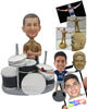 Custom Bobblehead Cool Dude Drummer In Casual Wear Beating His Drum - Musicians & Arts Percussion Instruments Personalized Bobblehead & Cake Topper