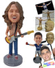 Custom Bobblehead Shirtless Man With Long Hear Playing A Guitar - Musicians & Arts Strings Instruments Personalized Bobblehead & Cake Topper