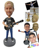 Custom Bobblehead Guy With Backwards Cap Playing A Guitar - Musicians & Arts Strings Instruments Personalized Bobblehead & Cake Topper