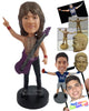 Custom Bobblehead Man Pointing Up While Wearing A Guitar - Musicians & Arts Strings Instruments Personalized Bobblehead & Cake Topper