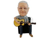 Custom Bobblehead Male playing the guitar sitting on his couch wearing button-down shirt - Musicians & Arts Strings Instruments Personalized Bobblehead & Action Figure