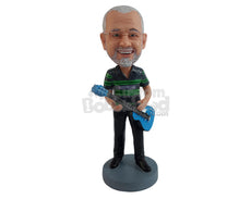 Custom Bobblehead Dude ready to play his electric guitar wearng a polo shirt and nice shoes - Musicians & Arts Strings Instruments Personalized Bobblehead & Action Figure