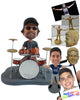 Custom Bobblehead Fancy Drummer In Casual Attire Beating His Drum - Musicians & Arts Percussion Instruments Personalized Bobblehead & Cake Topper