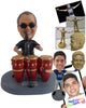 Custom Bobblehead Triple Bongo player wearing a cool t-shirt ready to party and sing - Musicians & Arts Percussion Instruments Personalized Bobblehead & Action Figure