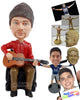 Custom Bobblehead Stylish dude wearing a long sleeve polo shirt ready to play some tunes on the guitar - Musicians & Arts Strings Instruments Personalized Bobblehead & Action Figure