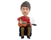Custom Bobblehead Stylish dude wearing a long sleeve polo shirt ready to play some tunes on the guitar - Musicians & Arts Strings Instruments Personalized Bobblehead & Action Figure