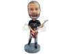 Custom Bobblehead Rocking dude ready to hit some high notes on his cool guitar weating a t-shirts and nice shoes - Musicians & Arts Strings Instruments Personalized Bobblehead & Action Figure