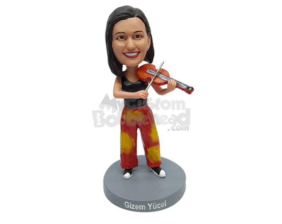 Custom Bobblehead Gorgeous violin player wearing trendy outfit  - Musicians & Arts Strings Instruments Personalized Bobblehead & Action Figure