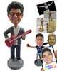 Custom Bobblehead Boy Playing Guitar Wearing A Suit - Musicians & Arts Strings Instruments Personalized Bobblehead & Cake Topper