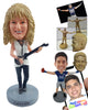 Custom Bobblehead Nice gal wearing cool cblouse and boots playing a nice electric guitar - Musicians & Arts Strings Instruments Personalized Bobblehead & Action Figure