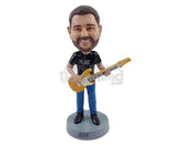 Custom Bobblehead Casual dude playing his bass guitar wearing nice shoes - Musicians & Arts Strings Instruments Personalized Bobblehead & Action Figure