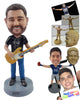 Custom Bobblehead Casual dude playing his bass guitar wearing nice shoes - Musicians & Arts Strings Instruments Personalized Bobblehead & Action Figure