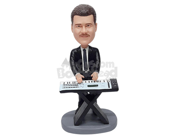 Custom Bobblehead Great piano player guy wearing nice suit - Musicians & Arts Percussion Instruments Personalized Bobblehead & Action Figure