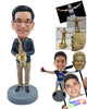 Custom Bobblehead Saxophone player wearing nice shirt and casual shoes - Musicians & Arts Wind Instruments Personalized Bobblehead & Action Figure