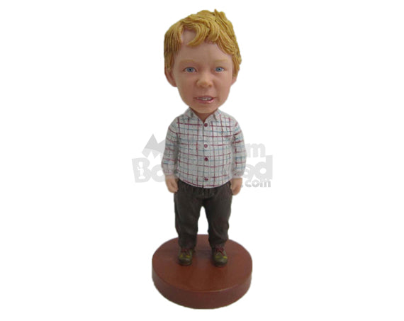 Custom Bobblehead Boy Wearing Shirt And Jeans With Boots - Parents & Kids Babies & Kids Personalized Bobblehead & Cake Topper