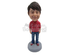 Custom Bobblehead Boy Wearing A Trendy Jacket, Jeans And Sneakers - Parents & Kids Babies & Kids Personalized Bobblehead & Cake Topper