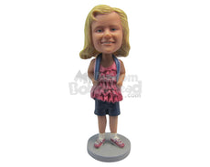 Custom Bobblehead Baby School Girl In Casual Outfit Ready For School - Parents & Kids Babies & Kids Personalized Bobblehead & Cake Topper