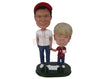 Custom Bobblehead Baseball Loving Father And Son With A Baseball In Hand - Parents & Kids Dad & Kids Personalized Bobblehead & Cake Topper