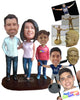Custom Bobblehead Father, Mother And Daughter Trio Wearing Jeans - Parents & Kids Mom, Dad & Kids Personalized Bobblehead & Cake Topper