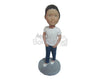 Custom Bobblehead School Girl In T-Shirt And Jeans With Sneakers - Parents & Kids Babies & Kids Personalized Bobblehead & Cake Topper