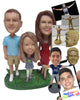 Custom Bobblehead Mother, Daughter And Dad Trio Walking Hand In Hand - Parents & Kids Mom, Dad & Kids Personalized Bobblehead & Cake Topper