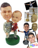 Custom Bobblehead Military Father And Son Having A Great Time Outdoors - Parents & Kids Dad & Kids Personalized Bobblehead & Cake Topper