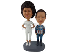 Custom Bobblehead Mom With Her Son - Parents & Kids Mom & Kids Personalized Bobblehead & Cake Topper
