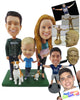 Custom Bobblehead Beautiful Family Of Three With A Dog - Parents & Kids Mom, Dad & Kids Personalized Bobblehead & Cake Topper