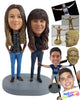 Custom Bobblehead Nice looking sisters wearing same clothes - Parents & Kids Siblings Personalized Bobblehead & Action Figure