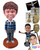 Custom Bobblehead Playful Boy In Long-Sleeved T-Shirt And Jeans - Parents & Kids Babies & Kids Personalized Bobblehead & Cake Topper