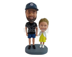 Custom Bobblehead Father and daughter wearing nco clothes ready for a play day - Parents & Kids Dad & Kids Personalized Bobblehead & Action Figure