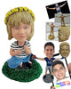Custom Bobblehead Sweet girl sitting on the grass wearing a nice shirt and skirt - Parents & Kids Babies & Kids Personalized Bobblehead & Action Figure