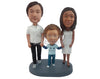 Custom Bobblehead Nice family of three wearing casual clothes - Parents & Kids Mom, Dad & Kids Personalized Bobblehead & Action Figure