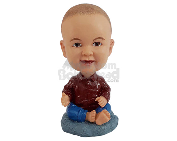 Custom Bobblehead Dashing kid waring a nic button-down shirt and jeans - Parents & Kids Babies & Kids Personalized Bobblehead & Action Figure