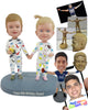 Custom Bobblehead Siblings wearing nice pijamas ready to go to bed with their toys - Parents & Kids Siblings Personalized Bobblehead & Action Figure