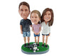 Custom Bobblehead Happy Family having a nice day out wearing confortable light outfits - Parents & Kids Mom, Dad & Kids Personalized Bobblehead & Action Figure