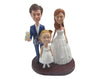 Custom Bobblehead Dad, Mom And Daughter Ready For A Ceremony - Parents & Kids Mom, Dad & Kids Personalized Bobblehead & Cake Topper