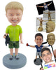 Custom Bobblehead Boy having fun with his favorite toy wearing t-shirt and shorts  - Parents & Kids Babies & Kids Personalized Bobblehead & Action Figure