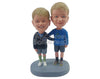 Custom Bobblehead Young Sibblings wearing a shorts shirts and nice shoes - Parents & Kids Siblings Personalized Bobblehead & Action Figure